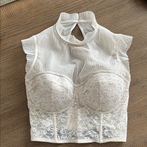 Victoria’s Secret Dream Angels High Neck Lace and Mesh Corset Top 34DD‎